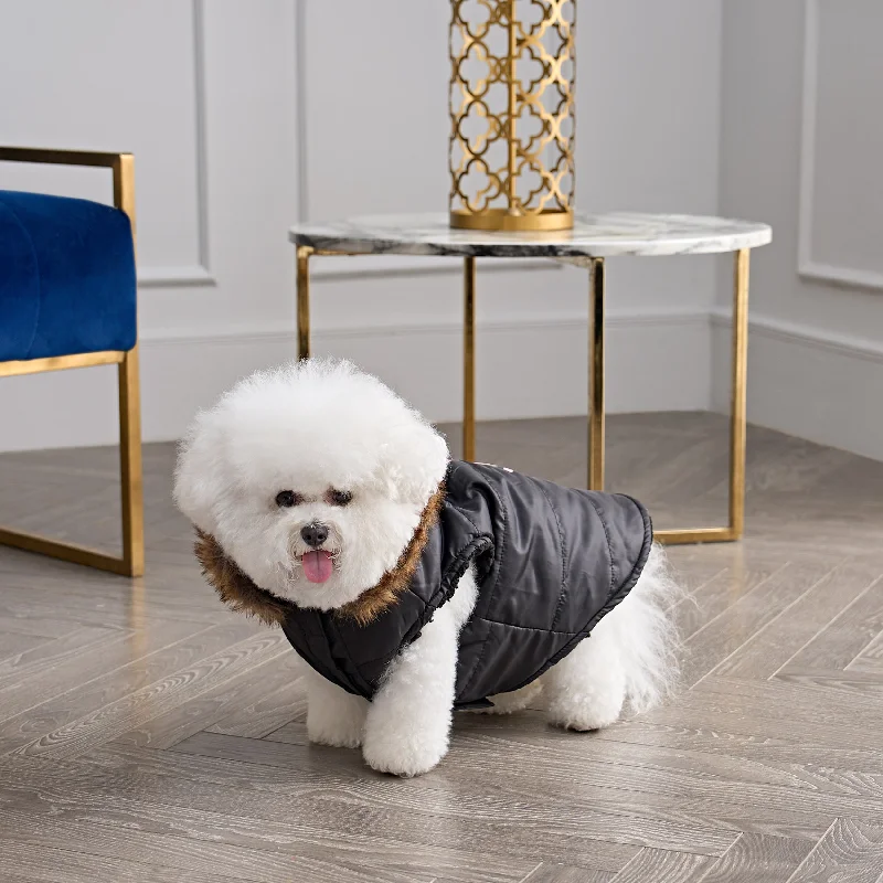 Faux Fur Hooded Pet Jacket Collared Jacket Crew Neck Jacket Turtle Neck Jacket