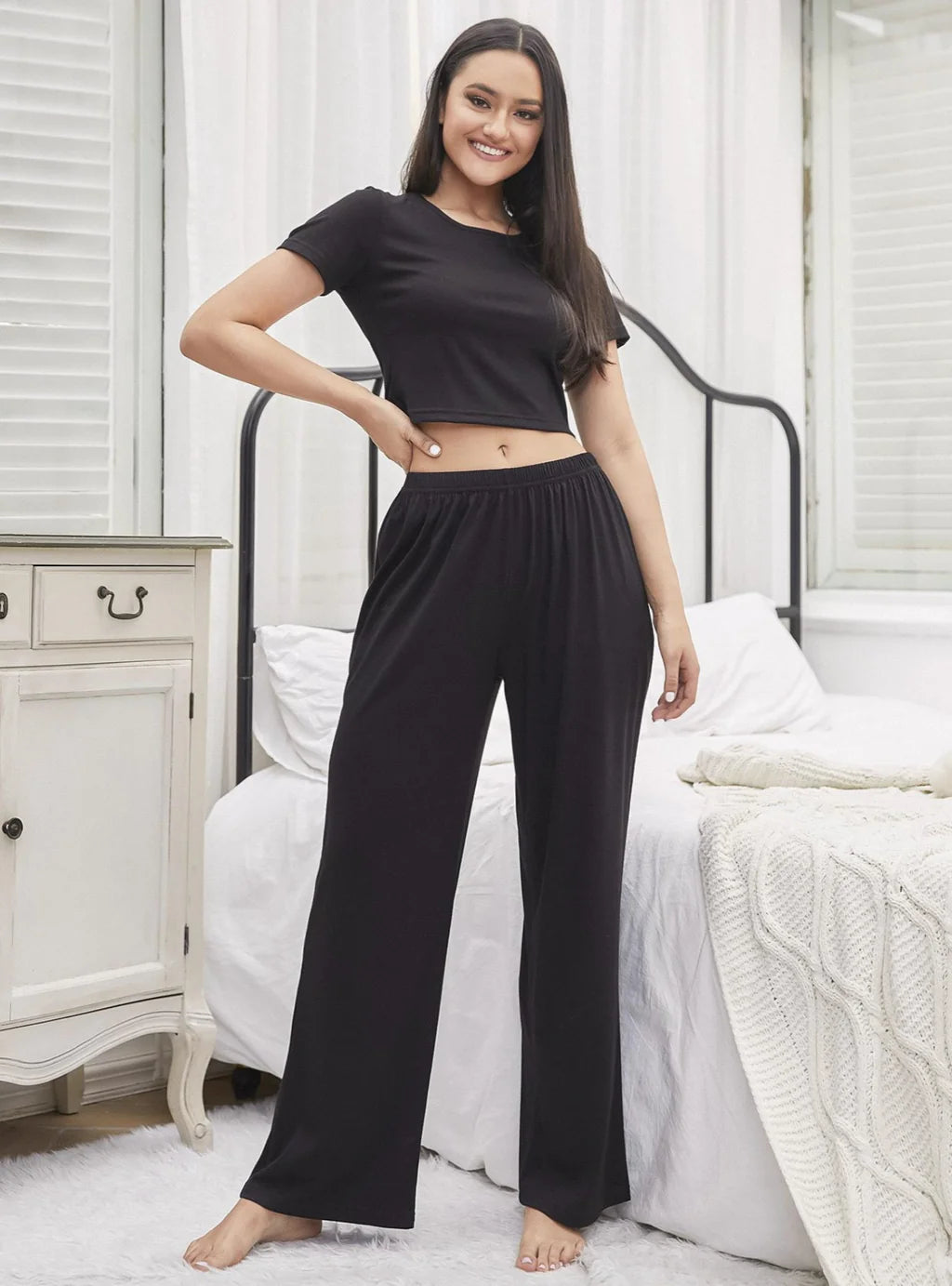 FASHION SHORT-SLEEVED TROUSERS LEISURE SUIT Trousers sophisticated sleek