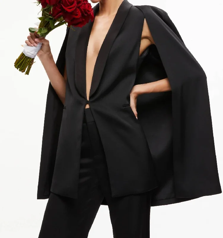 Merrie Shawl Collar Cape Vest In Black Cozy Plaid Shawl Scarf