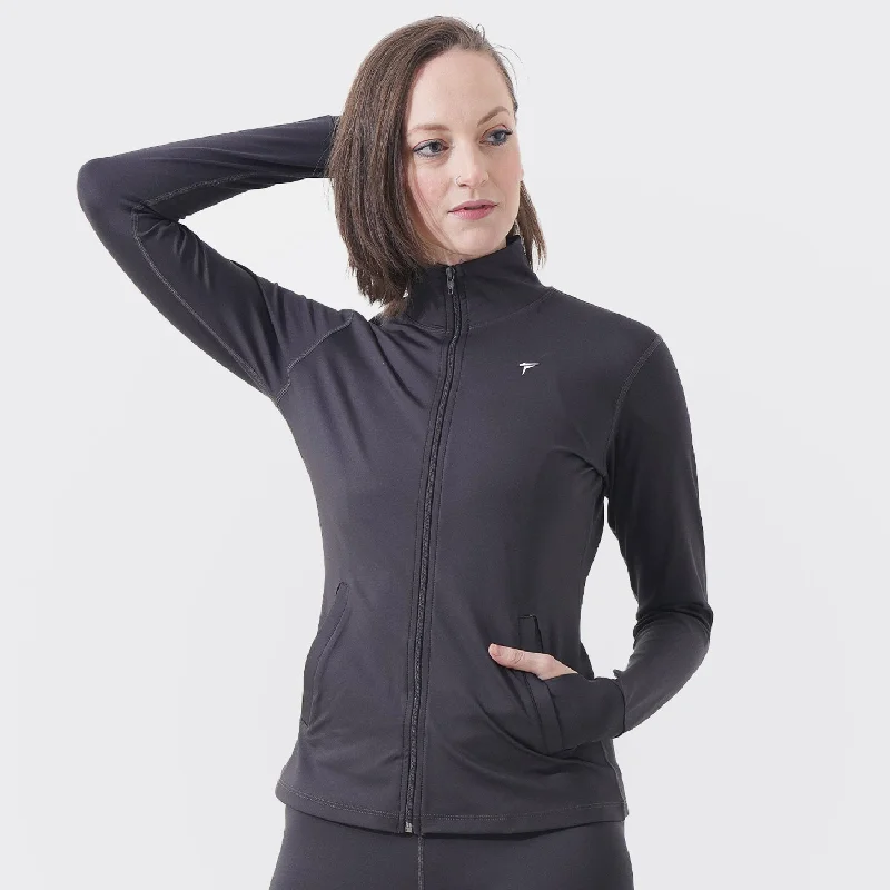 Tf-Charcoal Velocity Women Jacket Toggled Jacket Drawstring Jacket Belted Jacket
