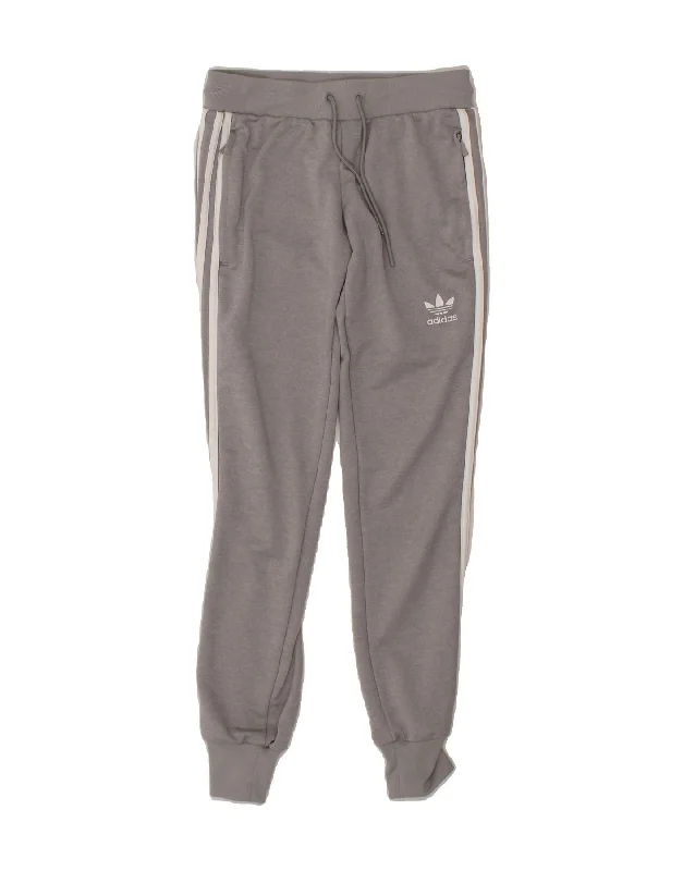 ADIDAS Womens Graphic Tracksuit Trousers Joggers UK 4 XS  Grey Polyester Trousers Seasonal Trendy