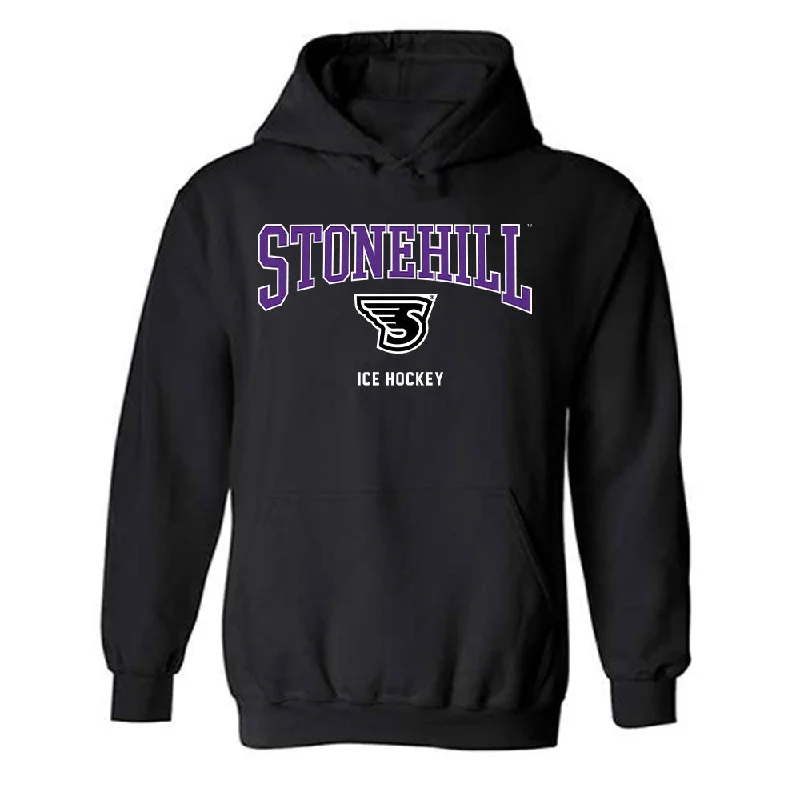 Stonehill - NCAA Women's Ice Hockey : Lily Geist - Classic Shersey Hooded Sweatshirt Hoodie with Distressed Vintage Worn Stonehill - NCAA Women's Ice Hockey : Lily Geist - Classic Shersey Hooded Sweatshirt Hoodie with Distressed Vintage Worn