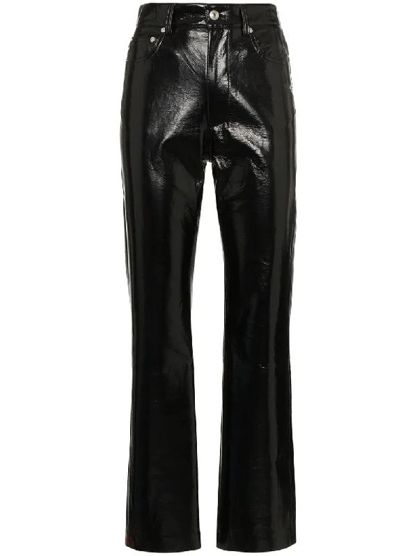 High Waisted Vinyl Trousers Cropped Trousers Casual Linen