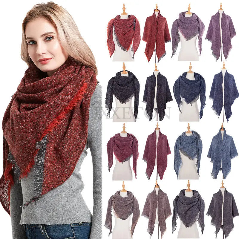 Luxury Cashmere Warm Keeping Women's Pashmina Scarf Solid Color Triangle Shawl Wrapping Dirty Women's Scarf  Scarf, Shawl Chic Floral Print Shawl