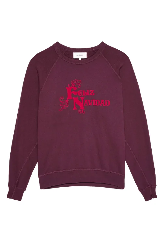 The College Sweatshirt Feliz Navidad Graphic | Mulled Wine Hoodie with Thumb Holes Functional Cozy The College Sweatshirt Feliz Navidad Graphic | Mulled Wine Hoodie with Thumb Holes Functional Cozy