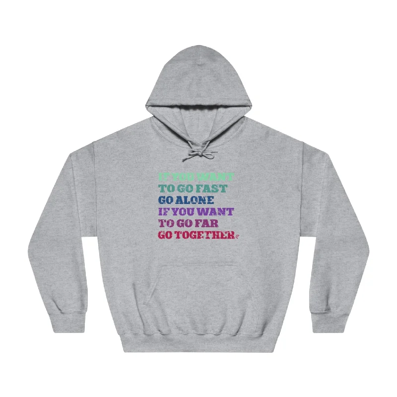 Go Far Together Adult Hooded Sweatshirt Hoodie with Tie-Dye Psychedelic Retro