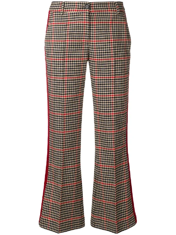checked kickflare trousers Trousers Satin Smooth