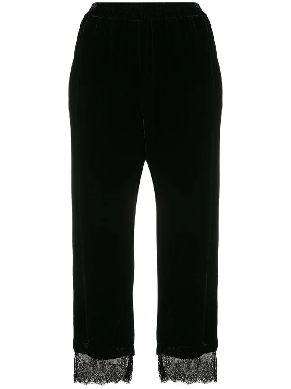 lace detail cropped trousers Trousers Fleece Cozy