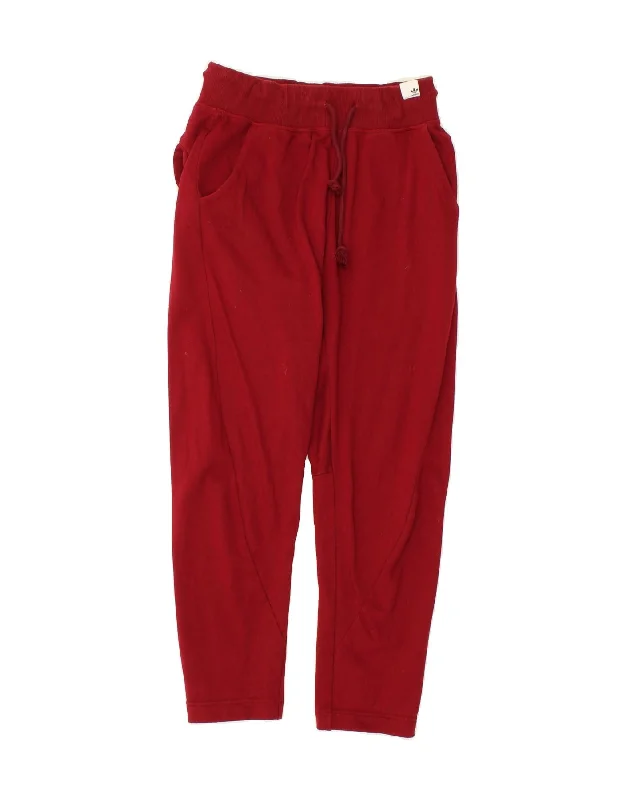 ADIDAS Womens Tracksuit Trousers UK 6 XS Red Cotton Trousers Formal Black