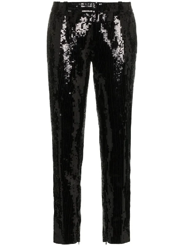 sequin embellished slim leg trousers Trousers Denim Blue