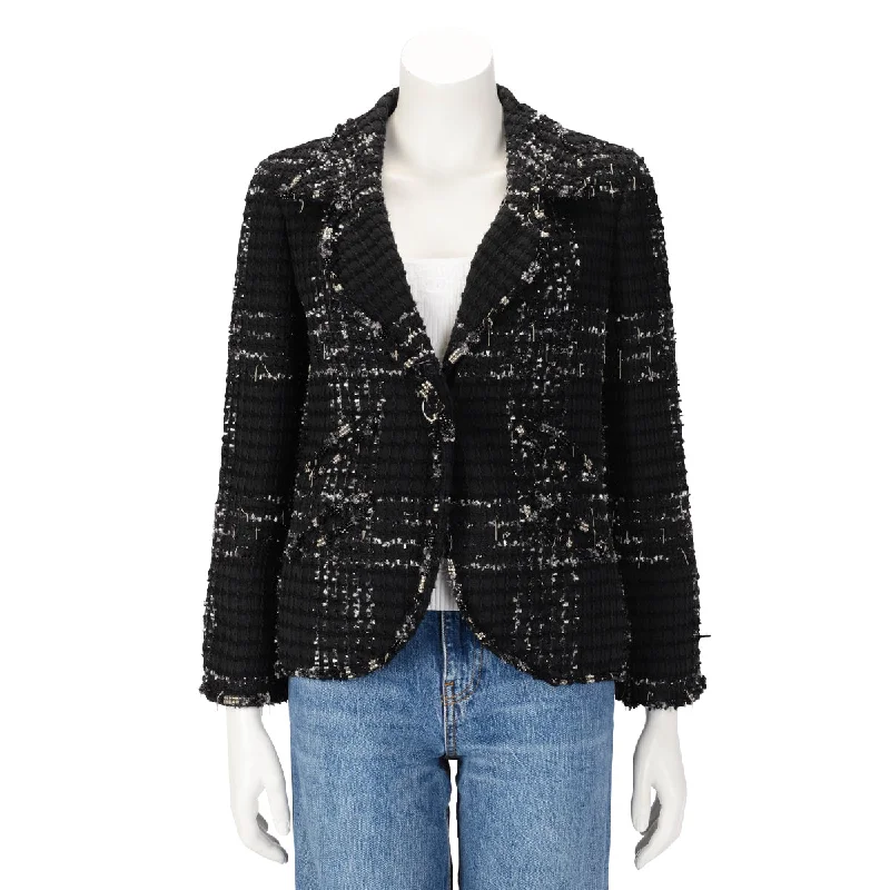 Chanel Black Tweed Embellished Jacket FR 42 Jacket Blazer Coat