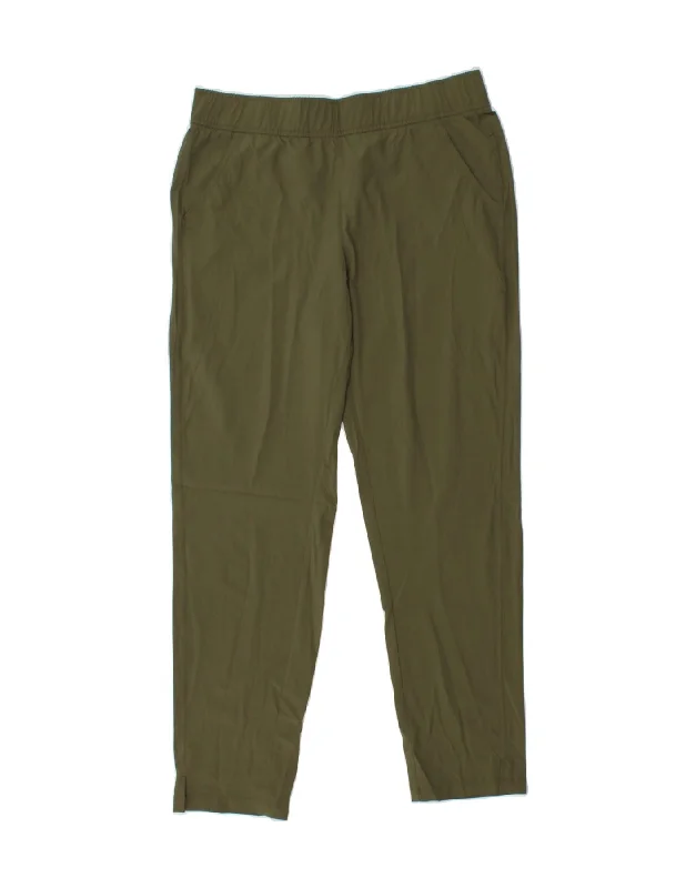 EDDIE BAUER Womens Slim Casual Trousers Small W30 L27 Khaki Polyester Trousers chic elegant