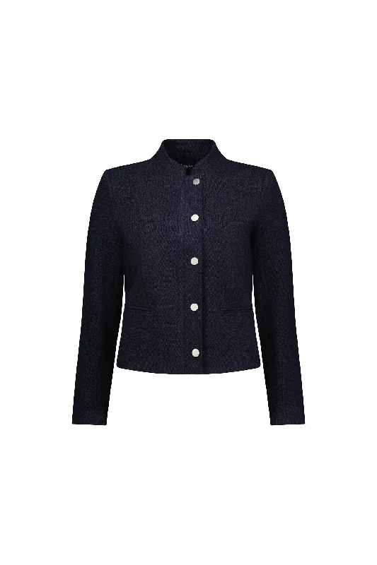 Vassalli Jacket Military Zip & Button  Blue marle Zippered Jacket Buttoned Jacket Snapped Jacket