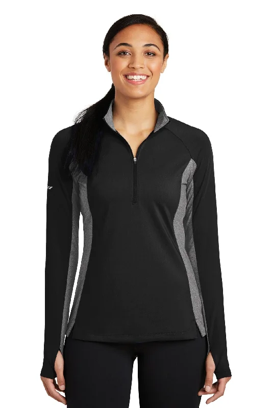 Sport-Tek Ladies Sport-Wick Stretch Contrast 1/4-Zip Pullover Surplice Neck Pullover