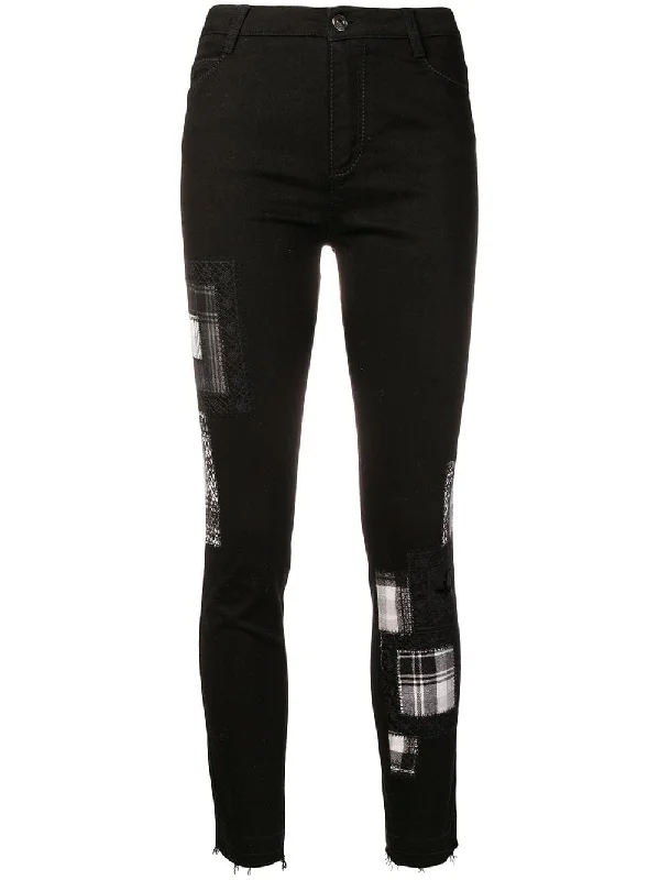 checked patched skinny trousers Trousers Harem Relaxed Fit