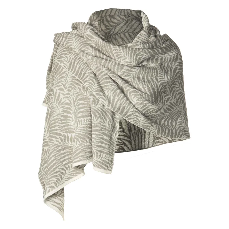 Newgrange Fern Shawl- Grey Elegant Velvet Shawl Wrap