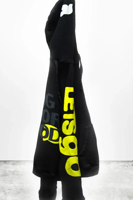 Circa'99 Neighborhoodletsgo Polyblend Fluff Hoodie | Black Space Hoodie with Back Slit Movement Comfort Circa'99 Neighborhoodletsgo Polyblend Fluff Hoodie | Black Space Hoodie with Back Slit Movement Comfort