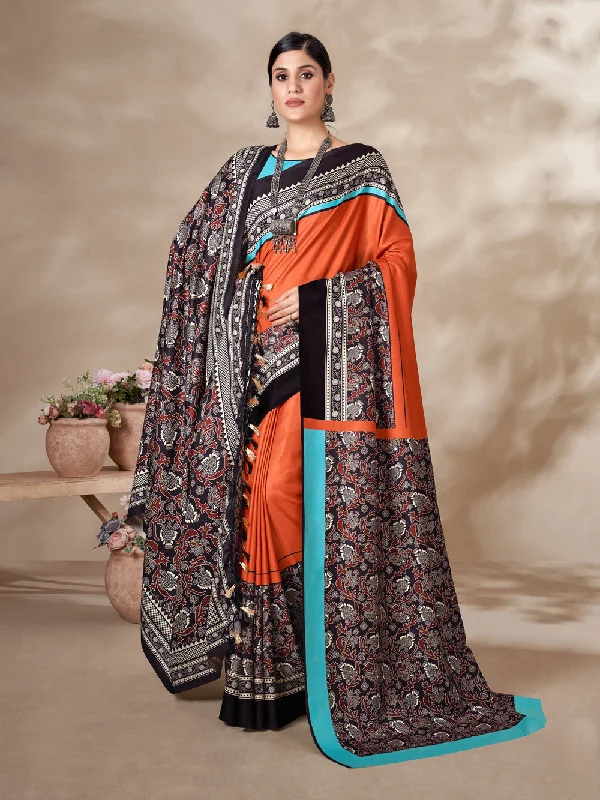 Sonakshi Women's Multicolor Digital Printed Pashmina Saree with Shawl Trendy Embroidered Shawl Wrap