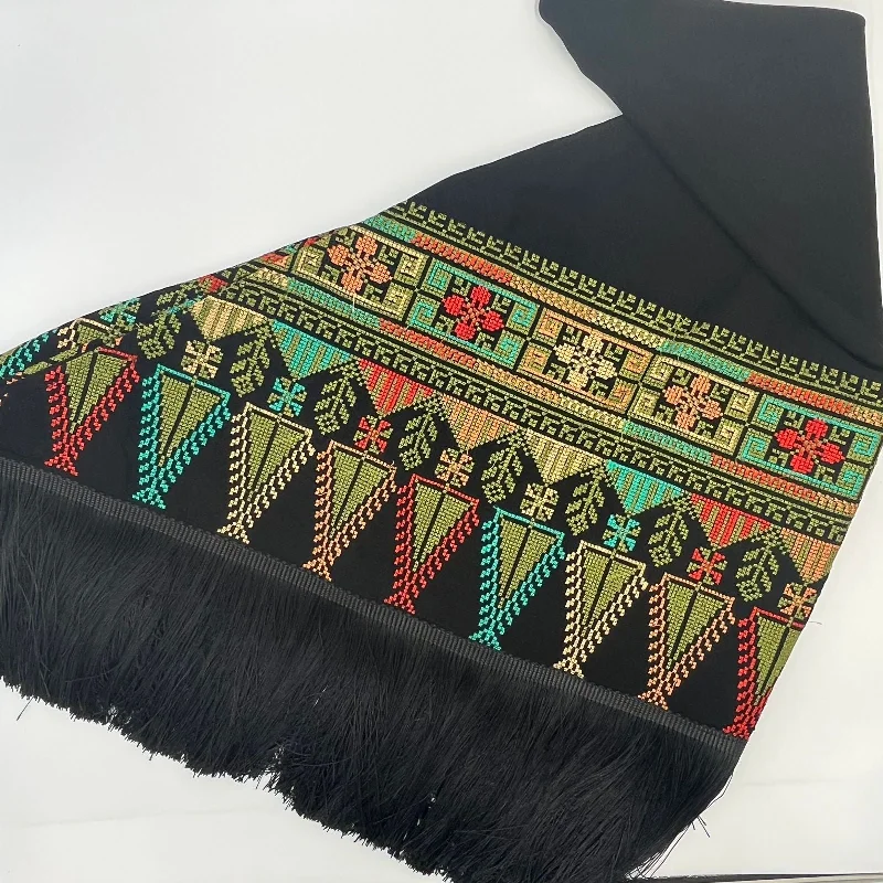 Black embroidered shawl with stylish machine embroidery Stylish Pashmina Shawl Wrap
