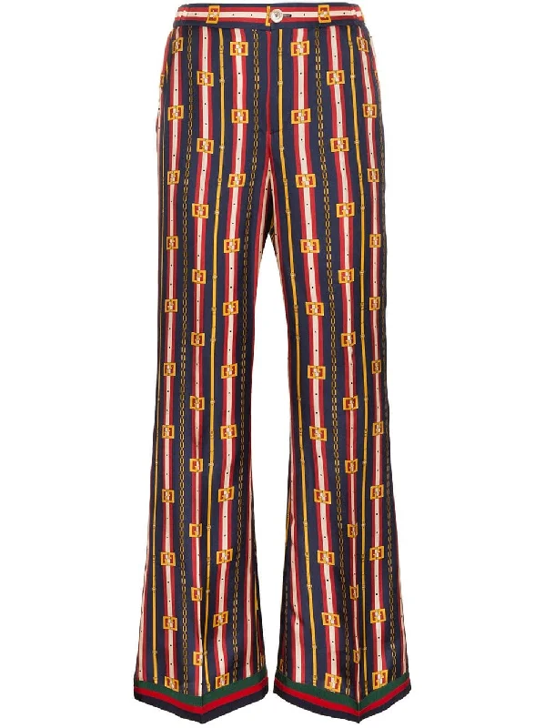 chain and stripe print silk trousers Trousers luxurious premium