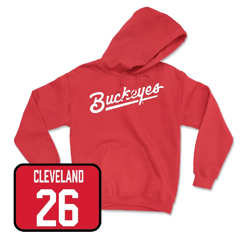 Red Women's Lacrosse Script Hoodie - Gabriella Cleveland Hoodie with Cuffed Sleeves Snug Secure