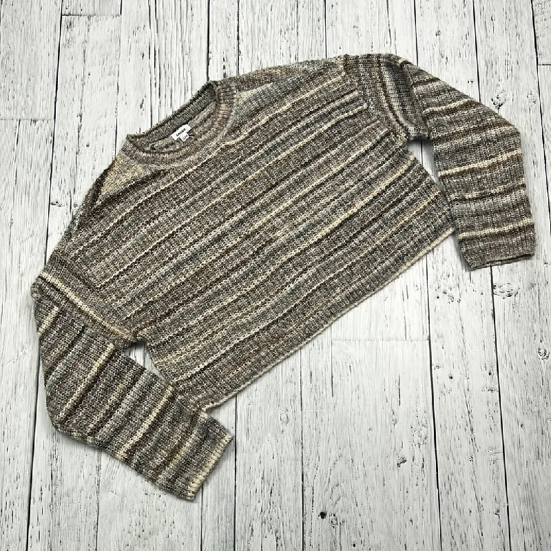 Garage brown striped sweater - Hers XS Beaded Sweater Sequined Faux Fur