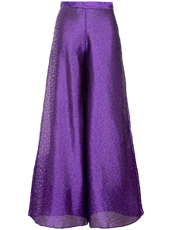 leopard-jacquard trousers Trousers Silk Elegant
