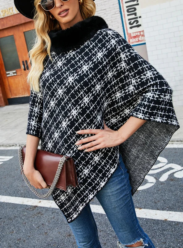 COLLAR CAPE KNITTED PULLOVER SWEATER SHAWL Soft Cashmere Shawl Cape