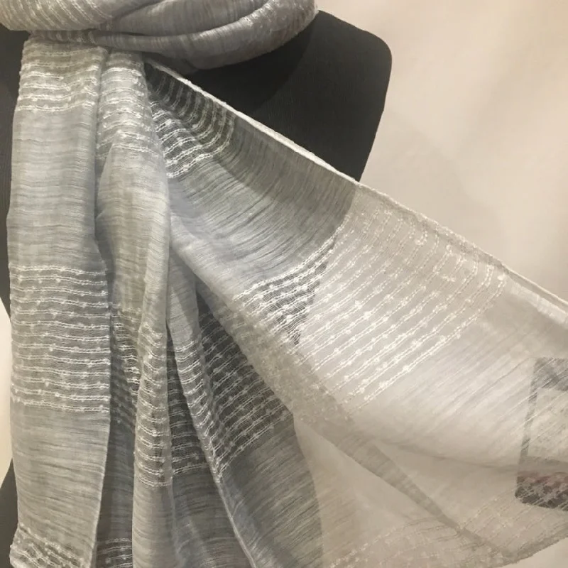 Striped textured shawl scarf wrap grey Luxurious Silk Shawl Cape