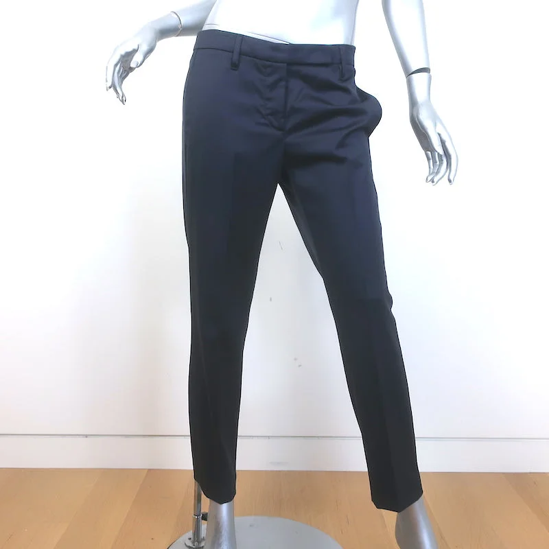 Brunello Cucinelli Skinny Leg Trousers Black Stretch Wool Sateen Size 42 Trousers stylish elegant