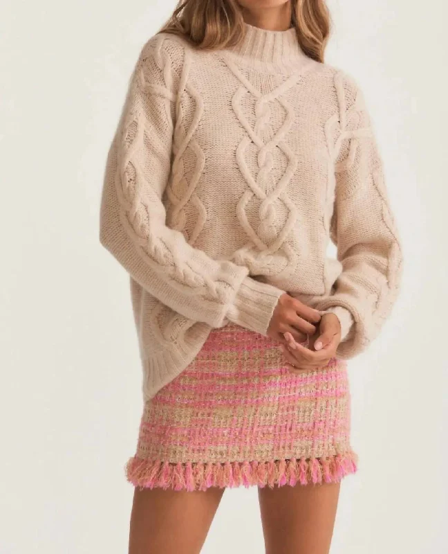 Izia Pullover In Wheat Turtleneck Warm Pullover