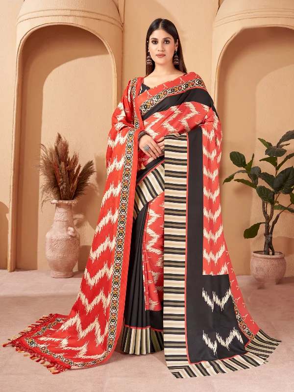 Sonakshi Women's Multicolor Digital Printed Pashmina Saree with Shawl Comfortable Knitted Shawl Wrap