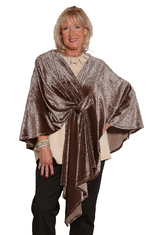 Shawl - Bronze | Velvety | Adaptive Clothing by Ovidis Soft Knit Shawl Poncho