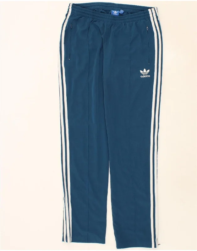 ADIDAS Womens Tracksuit Trousers UK 18 XL Blue Polyester Trousers chic elegant