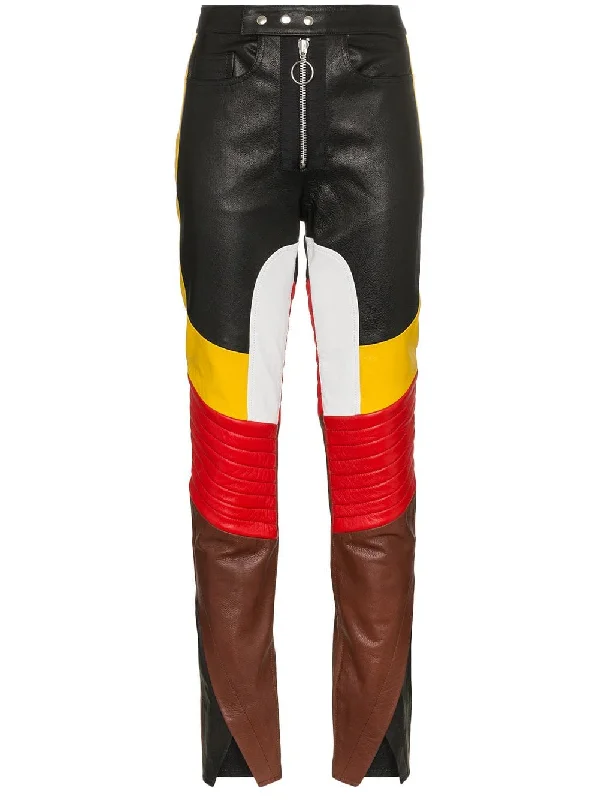 contrast panelled leather trousers Trousers Chinos Classic