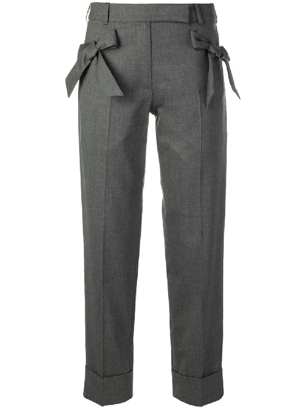 tailored trousers with bow ribbons Trousers Denim Distressed