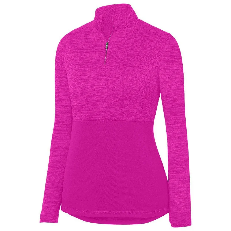 Augusta Women's Power Pink Shadow Tonal Heather Quarter Zip Pullover Chunky Knit Pullover Augusta Women's Power Pink Shadow Tonal Heather Quarter Zip Pullover Chunky Knit Pullover