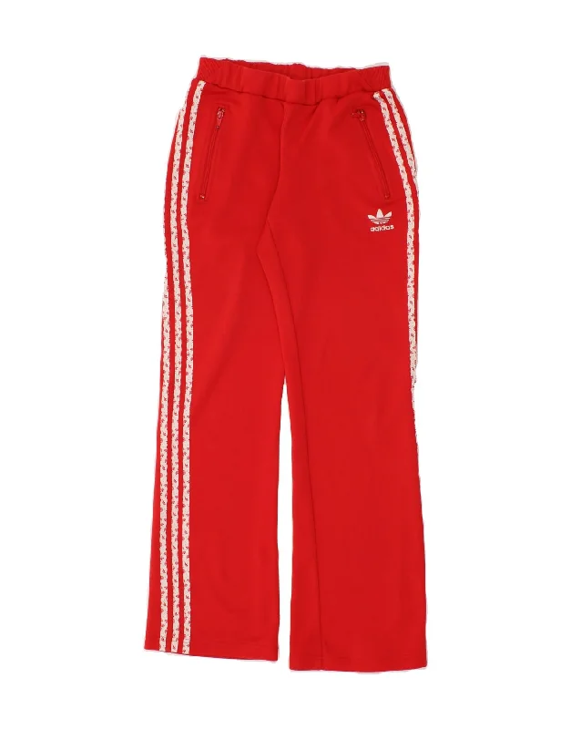 ADIDAS Womens Graphic Tracksuit Trousers EU 36 Small  Red Polyester Trousers Capri Summer