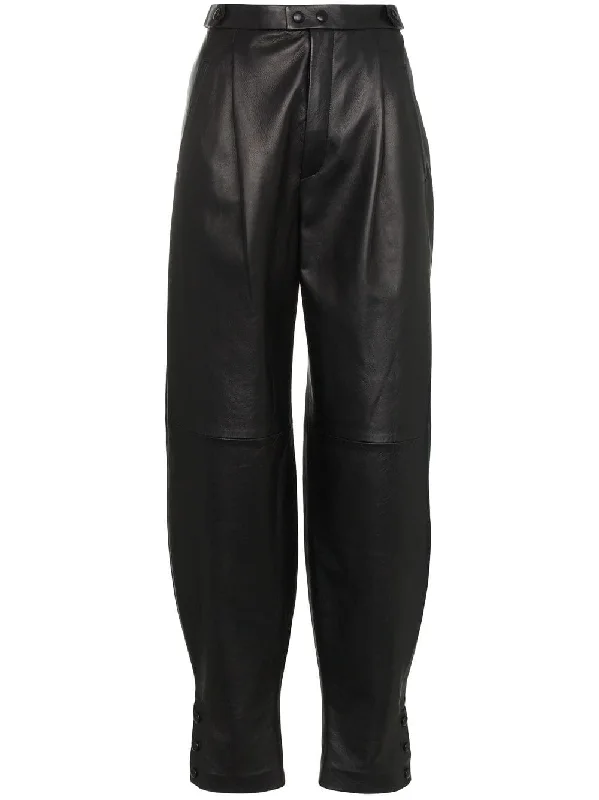 high waisted front pocket leather trousers Trousers New Arrival