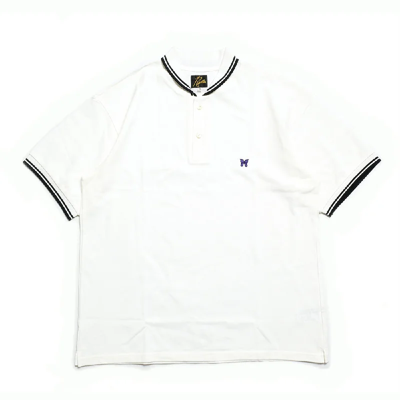 Needles  - Shawl Collar S/S Polo - Cotton Pique - QV354 Comfortable Silk Shawl