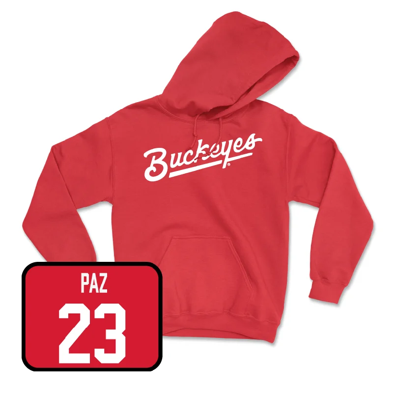 Red Women's Lacrosse Script Hoodie  - Maddy Paz Hoodie with Earth Tones Natural Calm