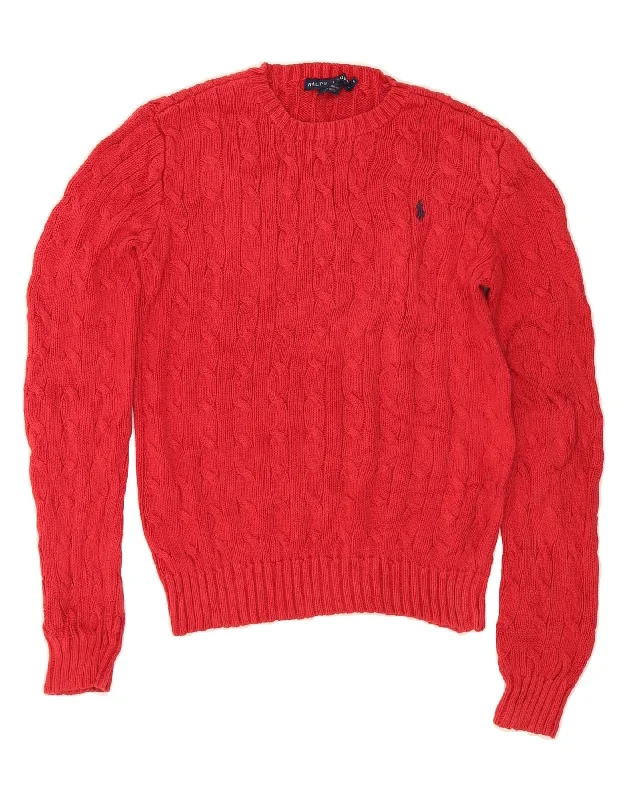 RALPH LAUREN Womens Crew Neck Jumper Sweater UK 10 Small Red Cotton High Neck Crew Neck V-Neck RALPH LAUREN Womens Crew Neck Jumper Sweater UK 10 Small Red Cotton High Neck Crew Neck V-Neck