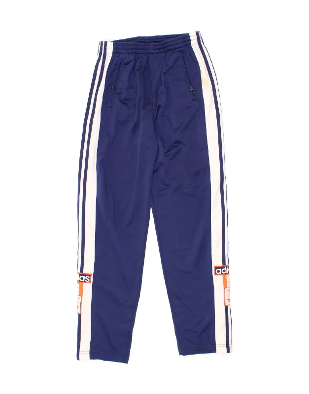 ADIDAS Womens Graphic Tracksuit Trousers IT 38 XS  Navy Blue Colourblock Trousers Floral Bohemian