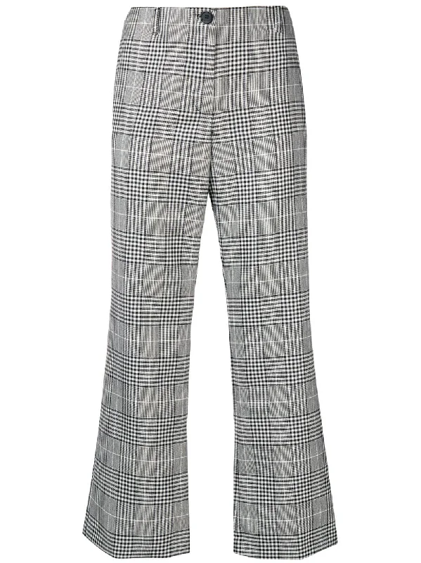 cropped checked flared trousers Trousers Versatile Stylish