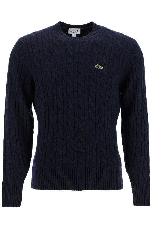 Classic Fit Cable Knit Wool Pullover Textured Knit Design