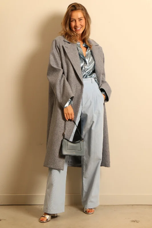 Indress - Jacket - MARS - GREY BLUE Tiered Jacket Buttoned Jacket Zippered Jacket