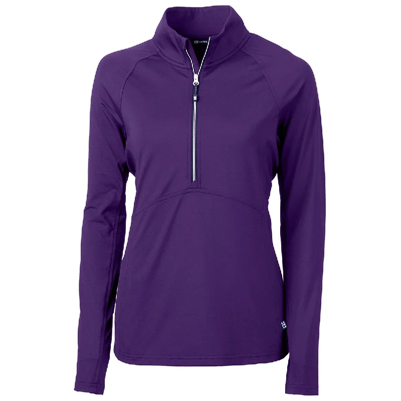 Cutter & Buck Women's College Purple Adapt Eco Knit Recycled Half Zip Pullover Lapel Neck Sweater Cutter & Buck Women's College Purple Adapt Eco Knit Recycled Half Zip Pullover Lapel Neck Sweater