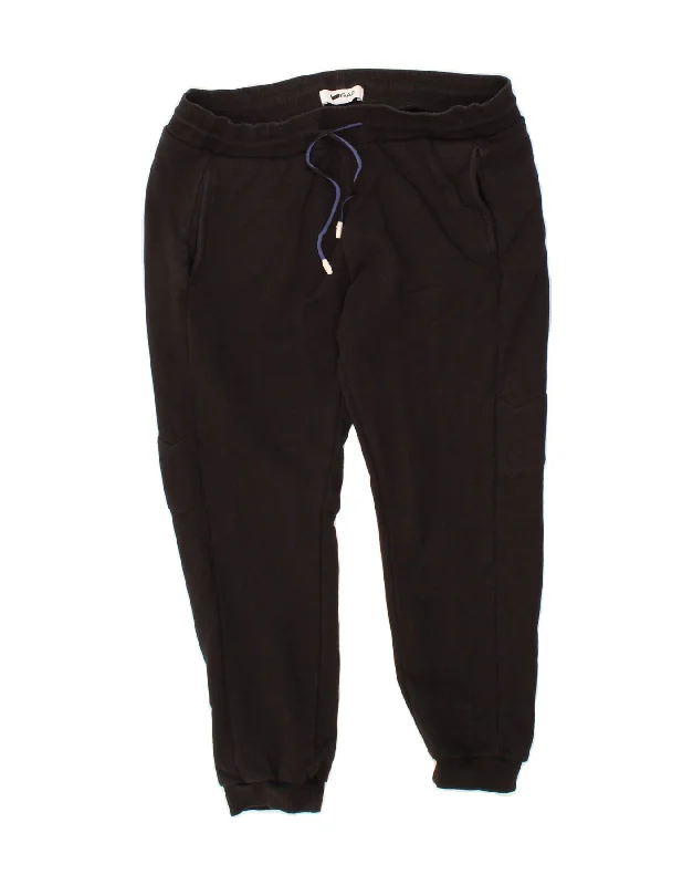 GAS Womens Tracksuit Trousers Joggers UK 18 XL  Black Cotton Trousers Silk Elegant