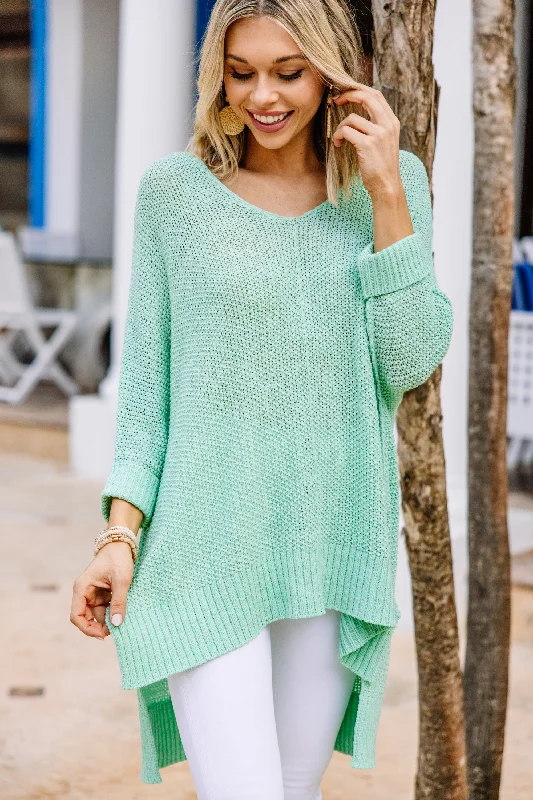 Don't Waste A Moment Mint Green Oversized Sweater Sweater Knitwear Pullover