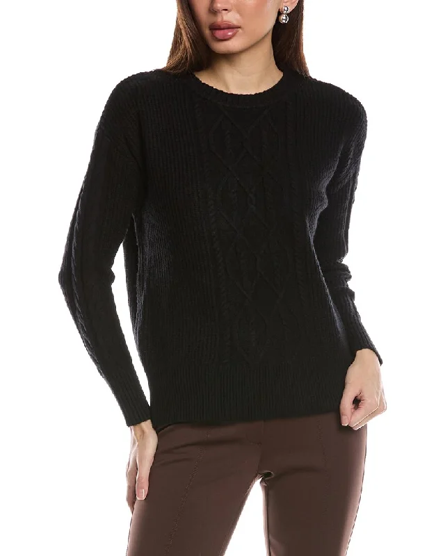 T Tahari Cable Pullover Square Neck Pullover